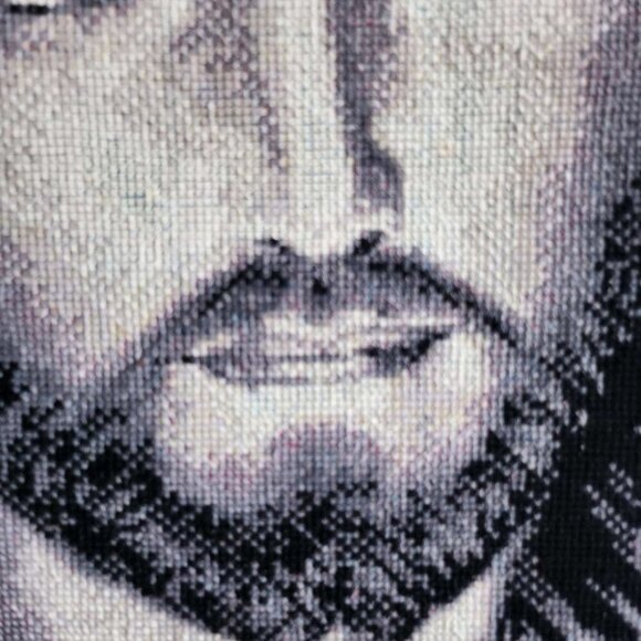 Hand Embroidered Jesus Christ Portrait Needlepoint Stitched Canvas Tapestry - Picture 5 of 7